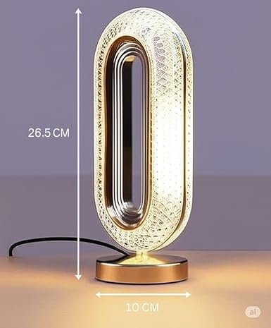 Modern LED Table Lamp, Crystal Diamond Design, Oval Shape, Warm Ambient Light