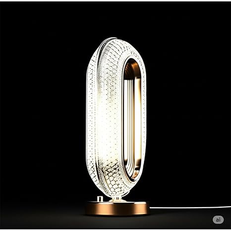 Modern LED Table Lamp, Crystal Diamond Design, Oval Shape, Warm Ambient Light
