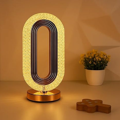 Modern LED Table Lamp, Crystal Diamond Design, Oval Shape, Warm Ambient Light